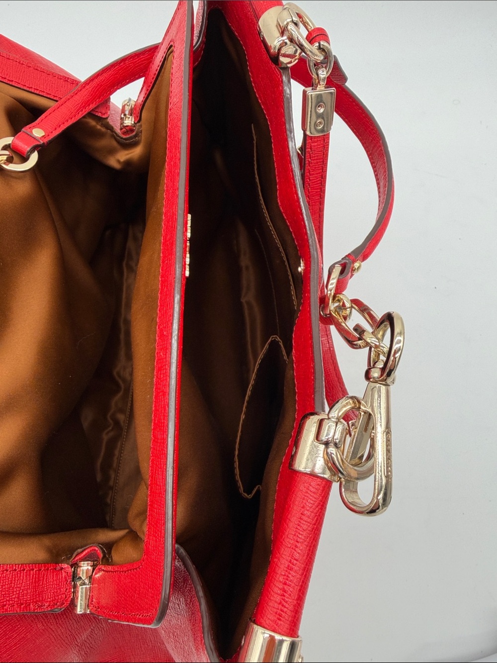 Coach Madison Pinnacle Carrie Satchel/Shoulder Bag Cherry Red #25245 - Picture 6 of 16